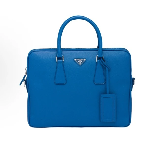 Prada/普拉达【国现 专柜30100】蓝色公文包手提包
