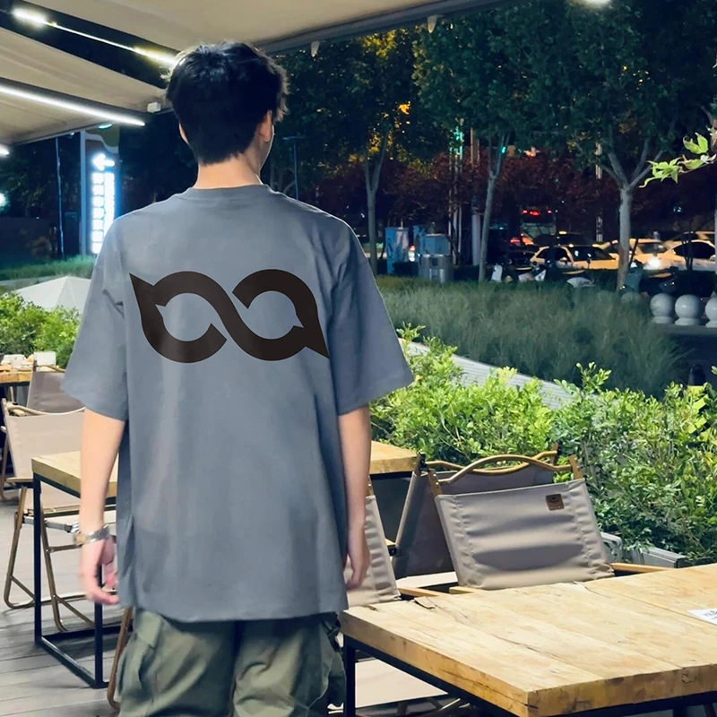 美式高街字母纯棉短袖T恤男夏季oversize复古设计感小领口上衣ins