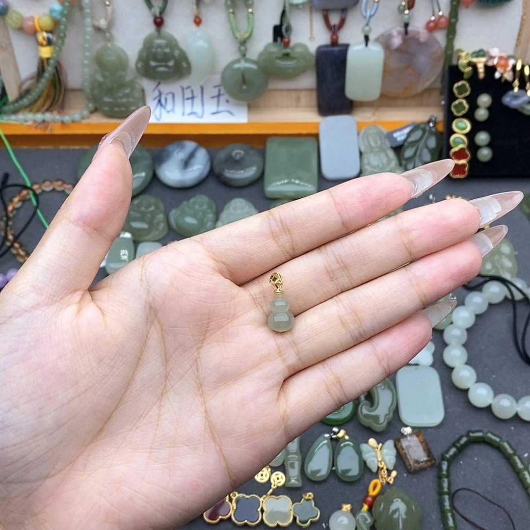 和田玉银S925镶嵌吊坠(不含链)