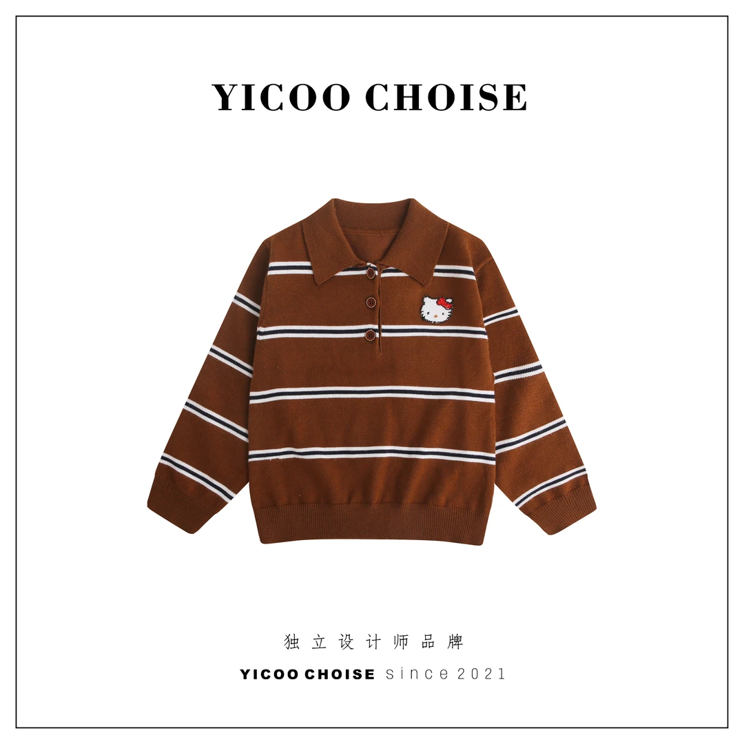 （羊羔毛➕竹纤维）YICOO【千金】小众定制条纹miu系针织上衣YC257313