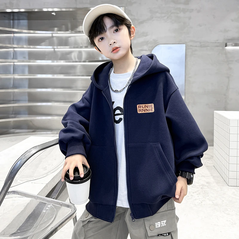 男童春秋款卫衣外套2025新款春季上衣中大儿童酷帅男孩春装运动潮