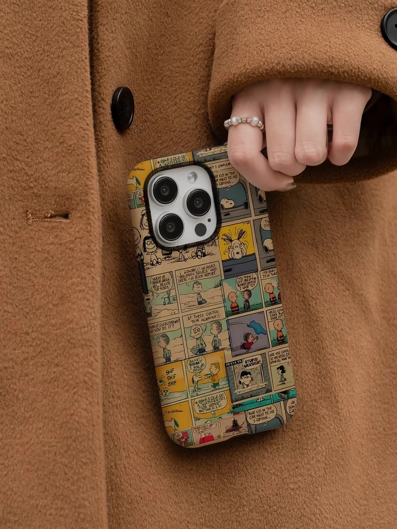 漫画史努比苹果16promax小众手机壳iPhone15高级菲林14全包二合一