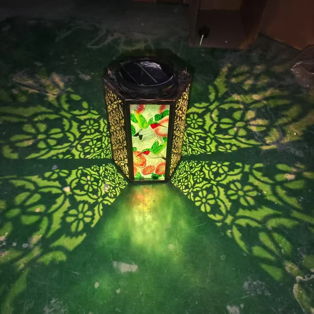 出口外单琉璃六角灯花园灯笼庭院金属灯饰小夜灯【多图可选】