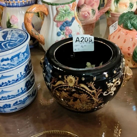 陶瓷小鱼缸高13厘米长21厘米微瑕特价出不退换