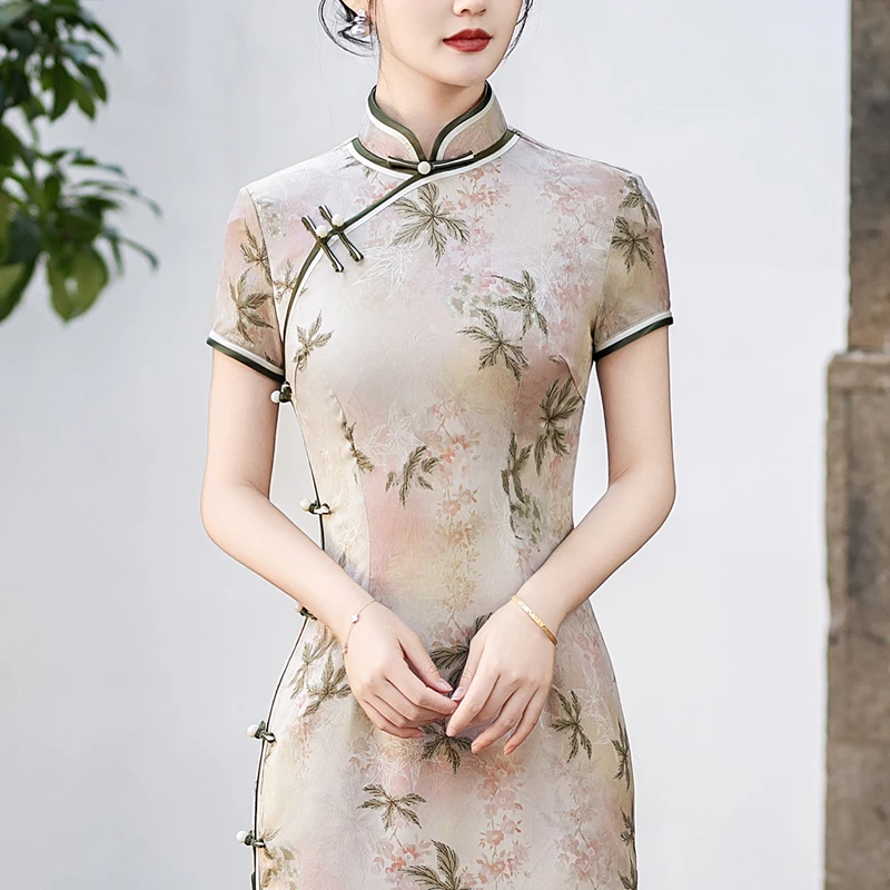 新中式旗袍2025新款夏装高端复古素雅国风老上海改良日常可穿长裙