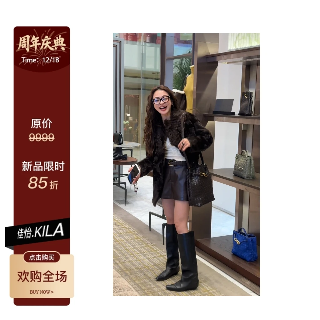 Singularity Me 12A 5535-1 轻薄气质女士特供缎面小湖羊上衣外套