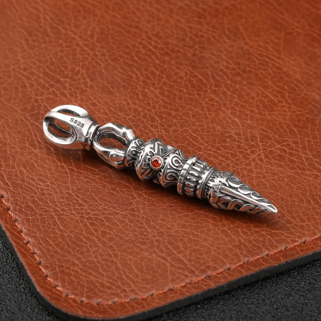 吊坠925银 复古做旧立体十字杵吊坠男女小众设计潮流个性宝杵项坠