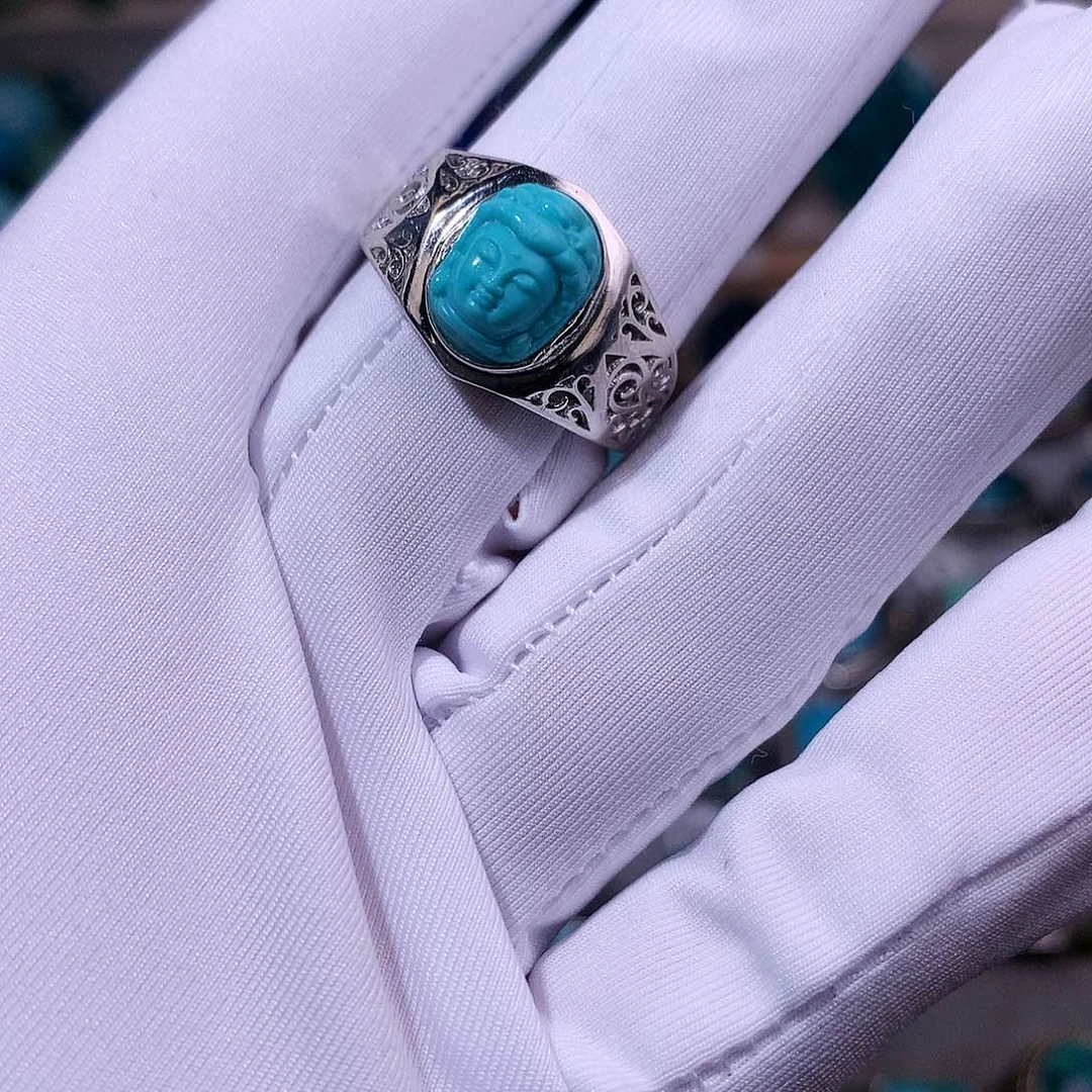 绿松石挂件银S925镶嵌