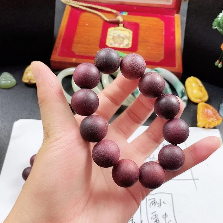 非洲檀香无事牌紫棋楠手链