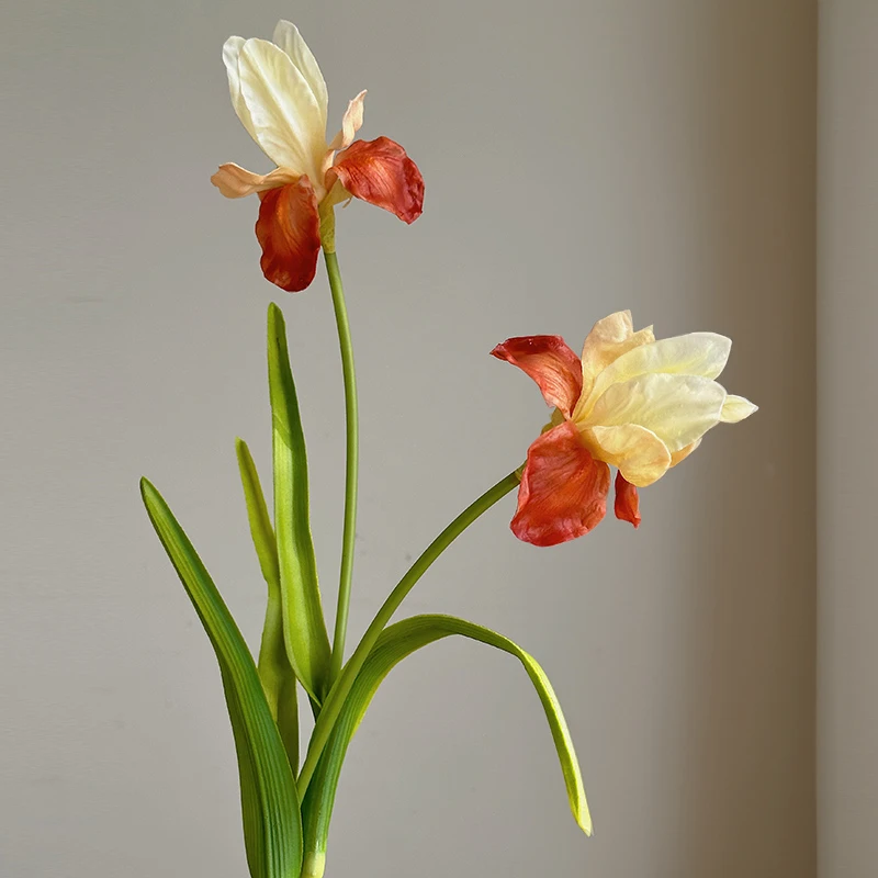 油画鸢尾仿真花高级感艺术假花绢布桌面装饰花材插花造景仿生花