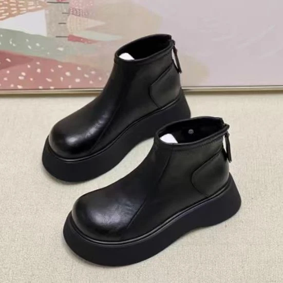 【现货+运费险】厚底短靴女2025新款秋冬季增高切尔西靴加绒马丁靴