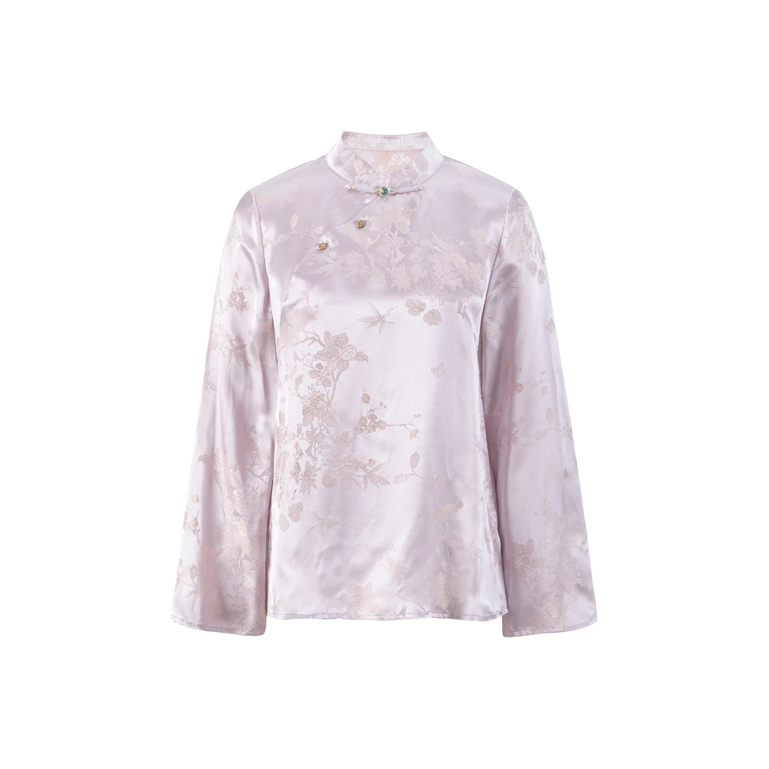 【槿芝】春季上新春款国风新中式民国风桑蚕丝衬衫百搭出街小众