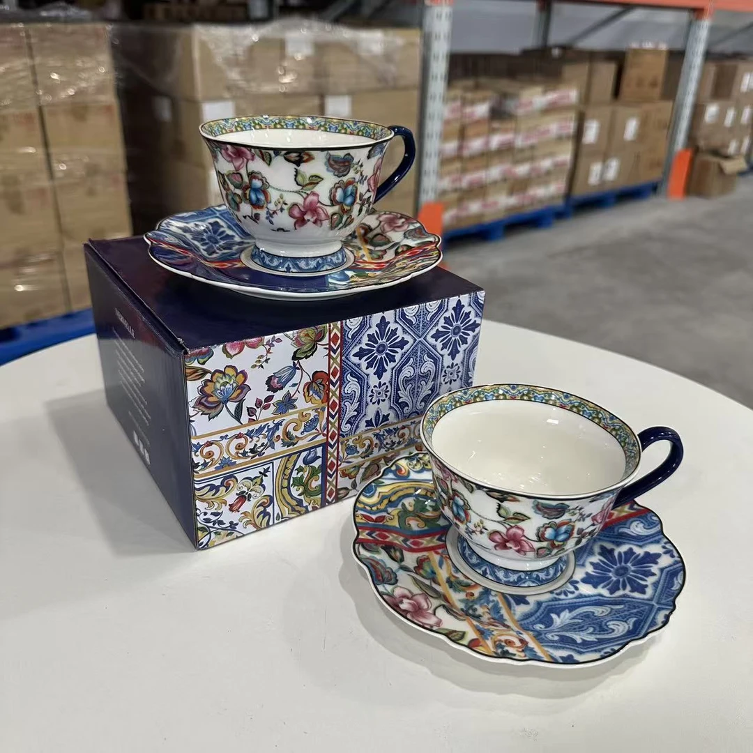 【2杯2碟】摩瑟DP【意大利-季风荷口杯碟】HAZC咖啡杯碟