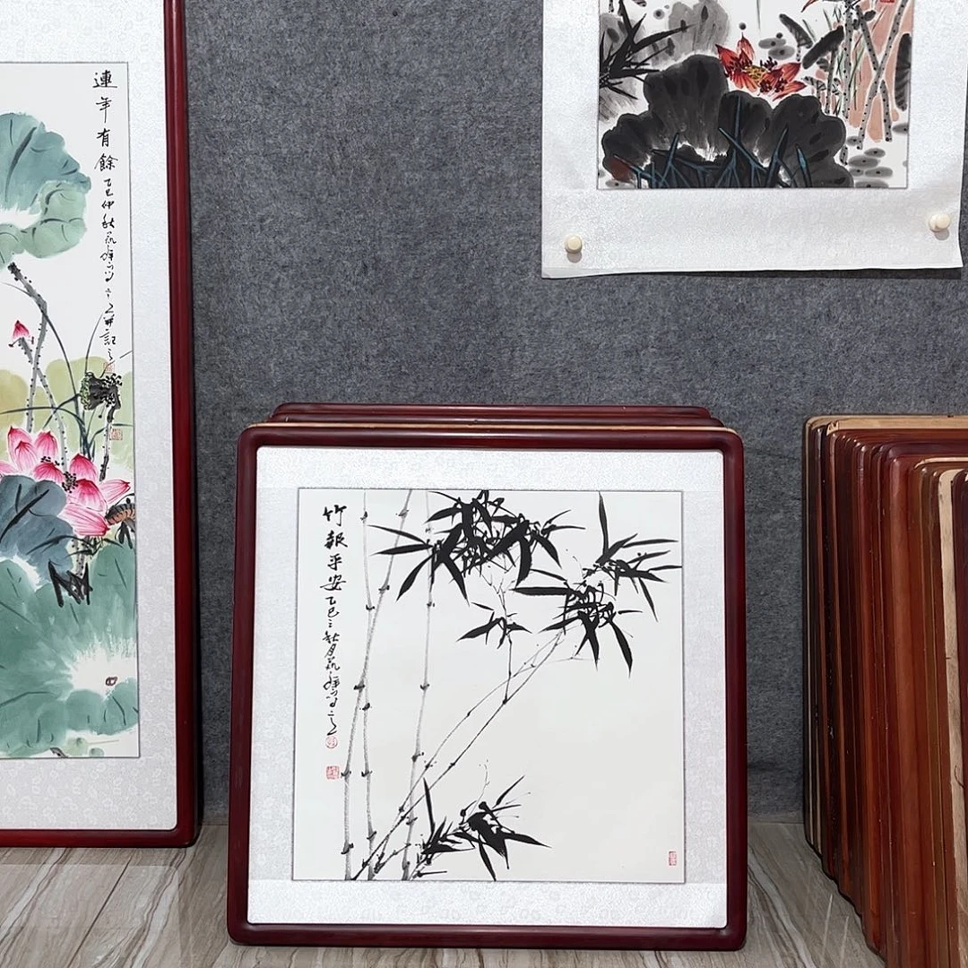 国画书画作品带框63×63