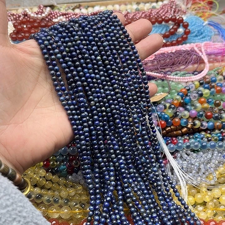 玛瑙/玉髓珠宝半成品未镶嵌一条4mm青金