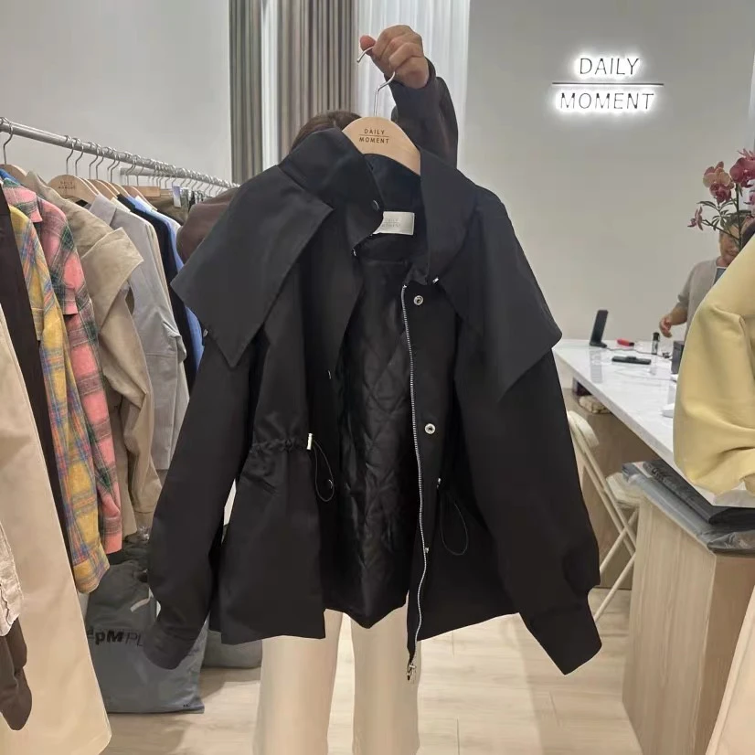 <no退换>韩国东大门正品秋冬休闲风衣夹克连帽女士百搭时尚