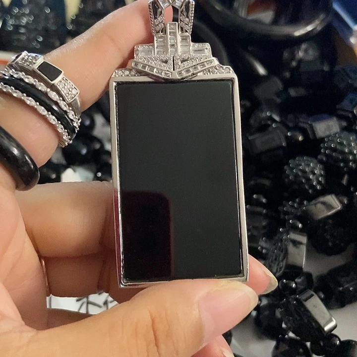 翡翠银S925镶嵌颈饰墨翠