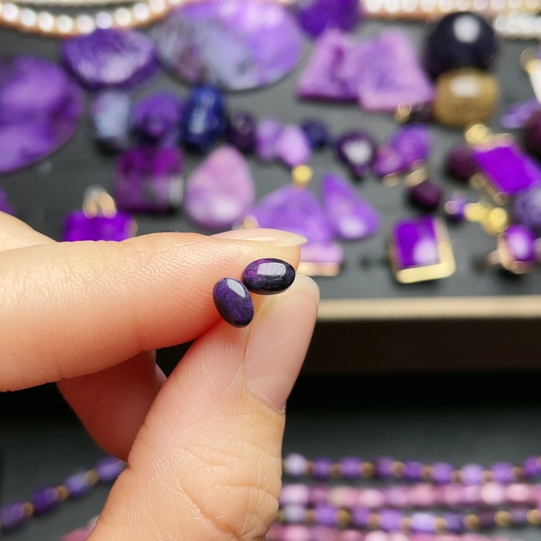 银S925镶嵌苏纪石（舒俱来）耳钉