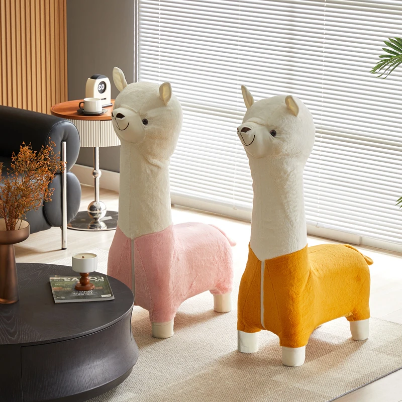 羊驼滑轮座椅家居摆件公仔安抚玩偶毛绒玩具