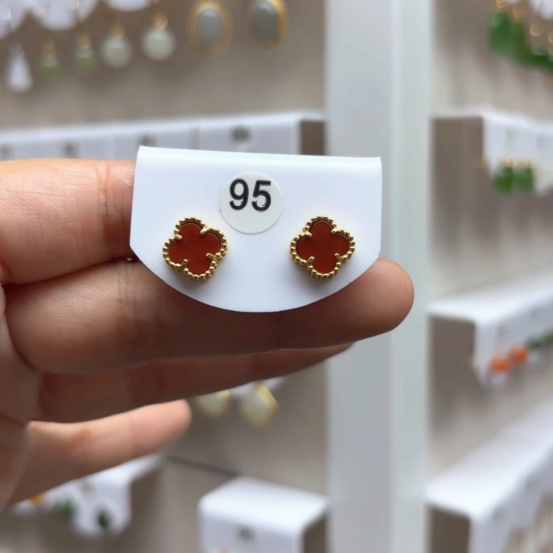 玛瑙/玉髓耳饰银S925镶嵌