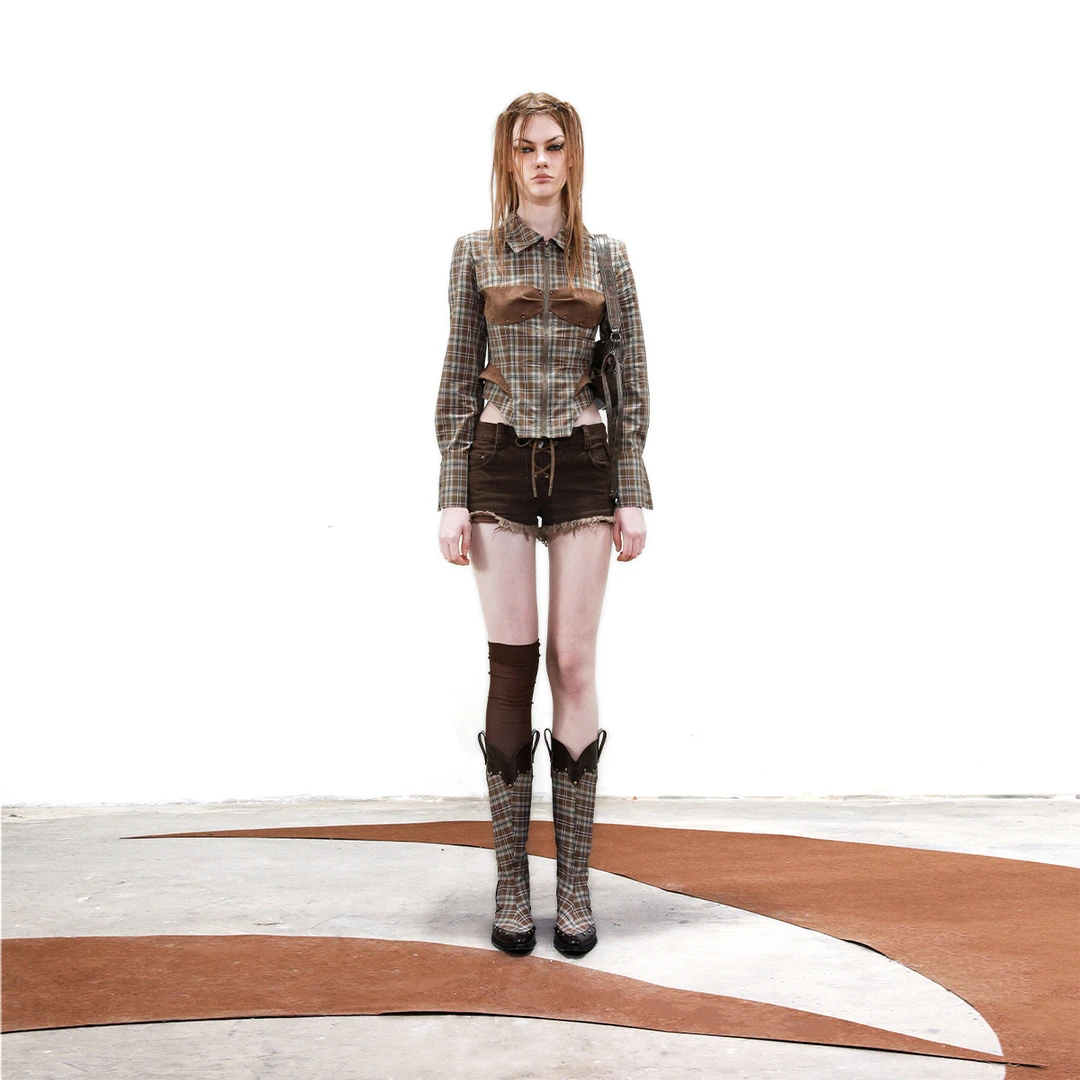 NN-NORTH NODE “格纹的回溯战”拼接格纹衬衫解构衬衣