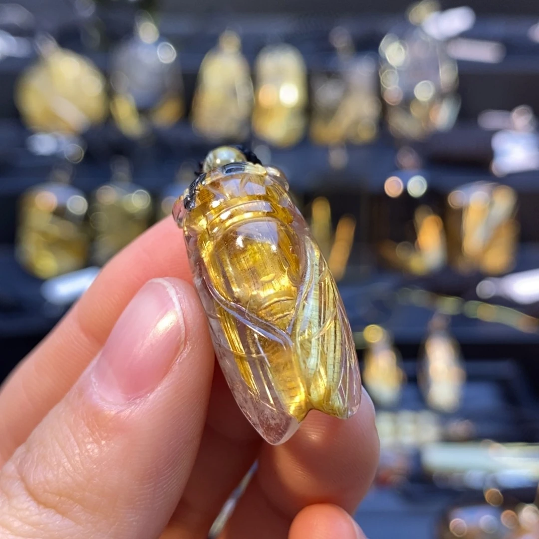 水晶颈饰未镶嵌天然钛晶知了吊坠