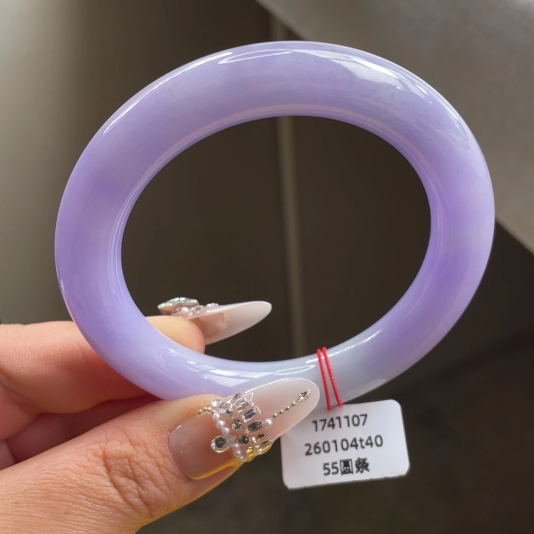 翡翠未镶嵌手镯【上新强推】妖紫圆条手镯