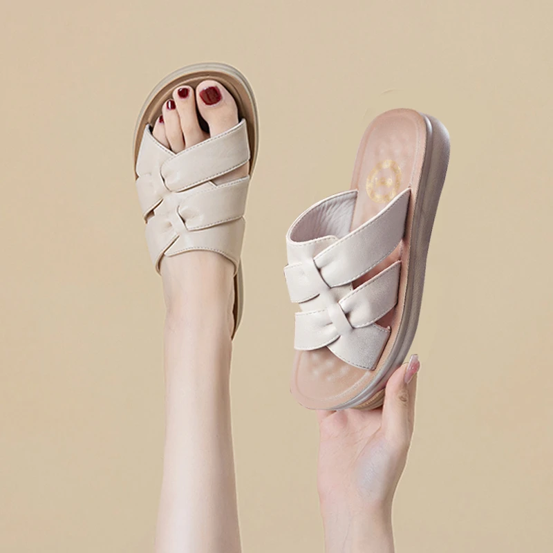 欧伦啄木鸟品牌夏季外穿时尚休闲风纯色拖鞋一字拖平底妈妈凉拖鞋