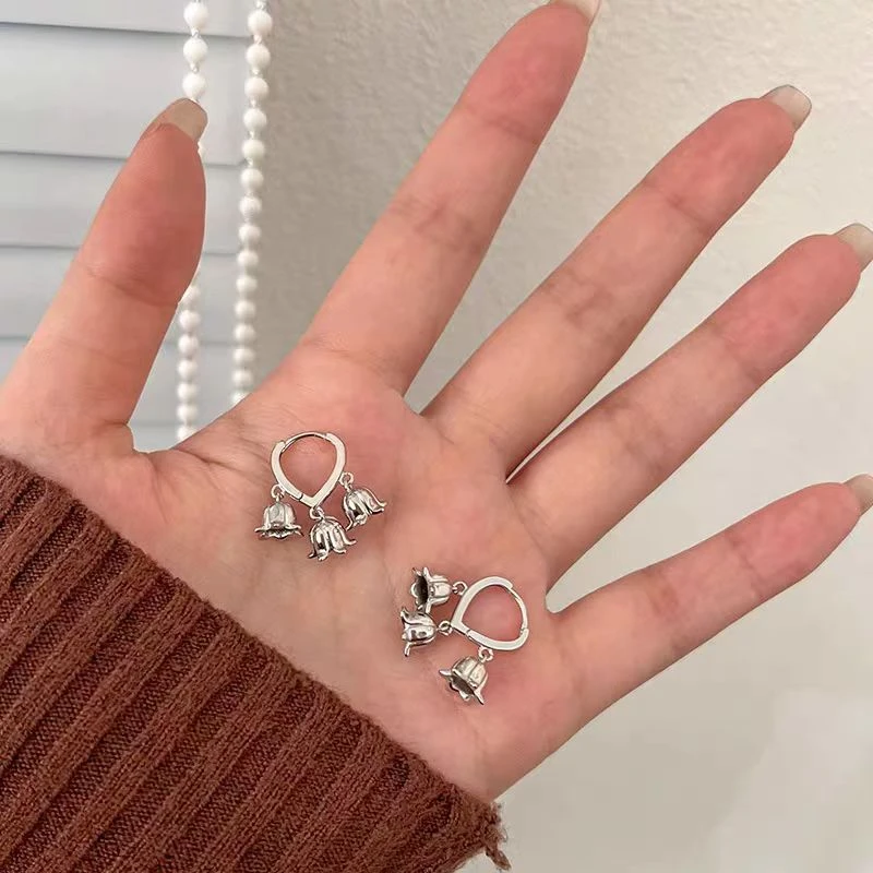 925银耳饰 铃兰花流苏耳扣女气质高级感耳环甜美森系小清新耳饰