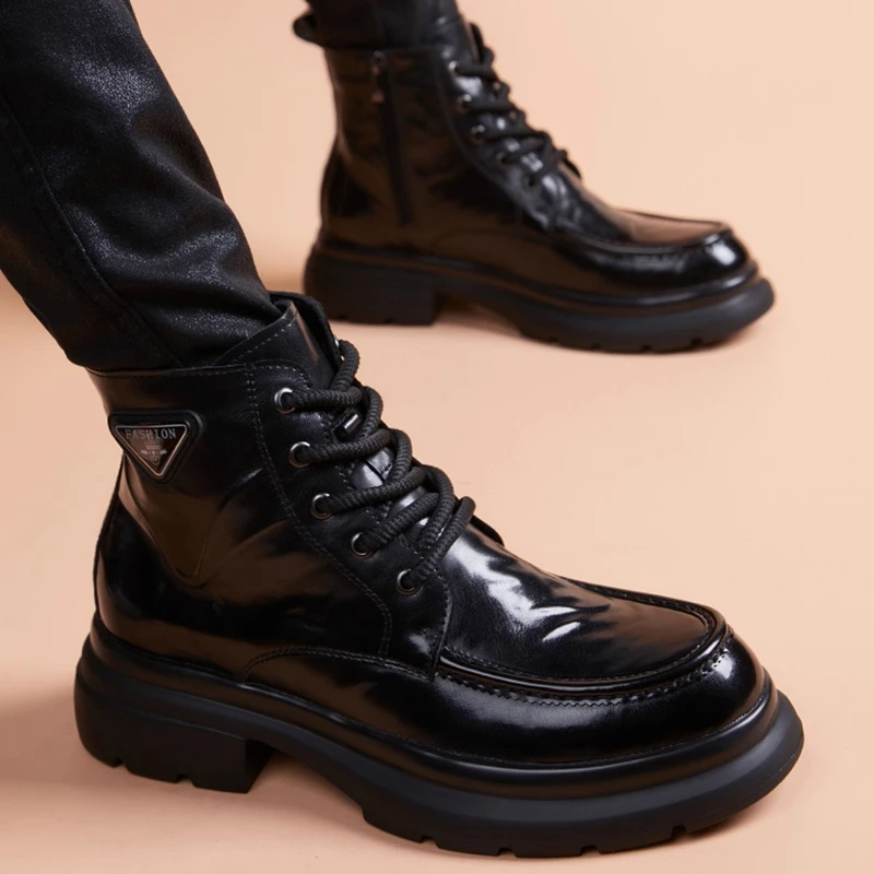英国『设计师』力荐！马丁靴男秋冬季新款英伦风高帮黑色工装皮靴子