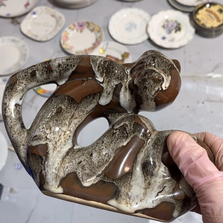 瓷片磁州窑花釉猴子摆件