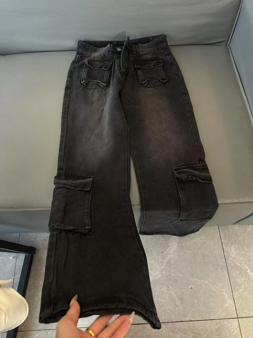 X206 新款夏季口袋牛仔裤休闲百搭长裤做旧