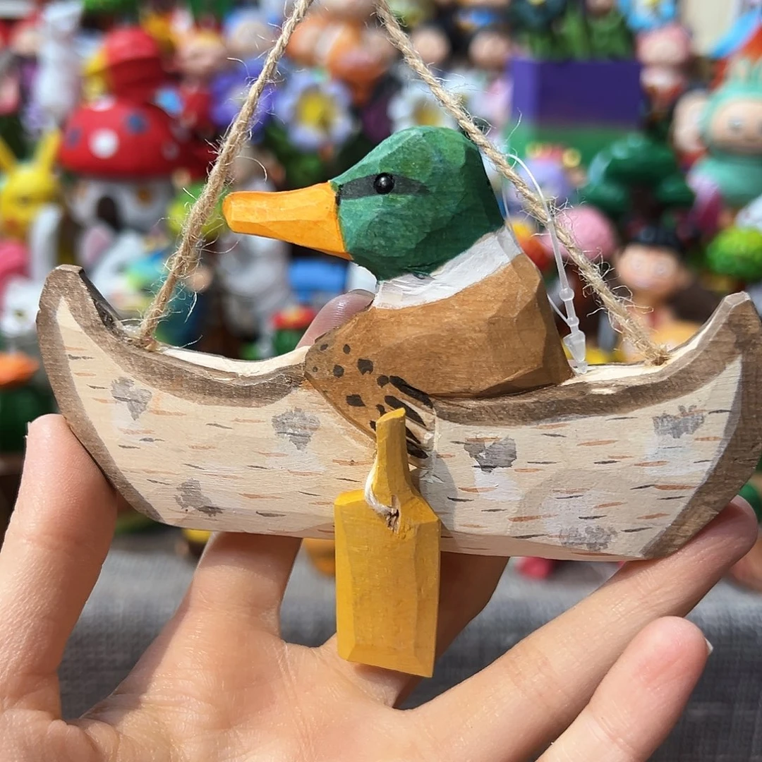 木绿头鸭小船挂件
