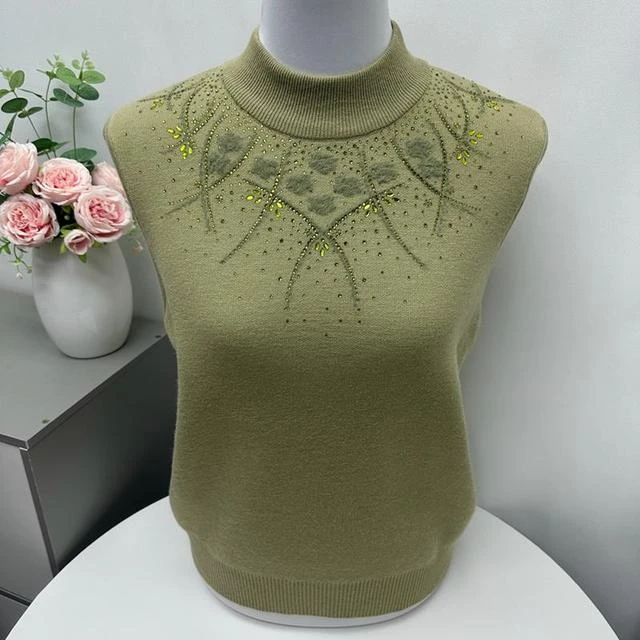 妈妈一体绒加厚毛衣女冬装半高领羊毛衫中老年内搭洋气打底衫上衣