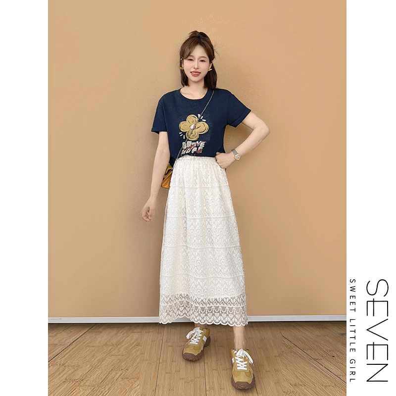 小花T恤③七七146小个子小众刺绣印花正肩短袖T恤女夏季薄款小美说