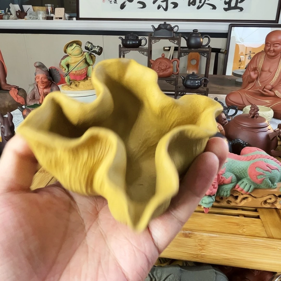 紫砂茶杯荷叶公道杯全手工