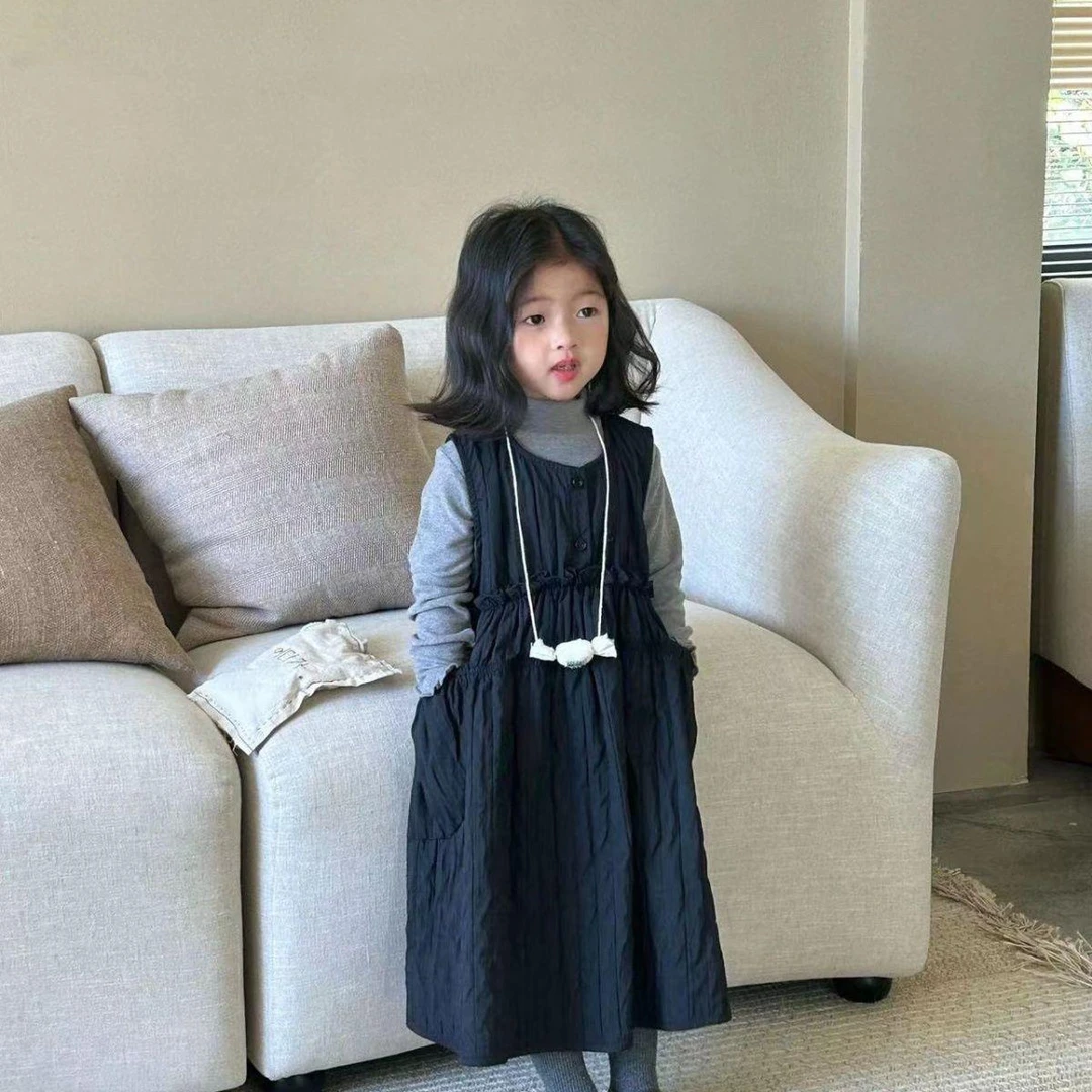 戴维贝啦女童套装2025秋季新款韩版女宝宝背心裙时尚百搭长袖打底