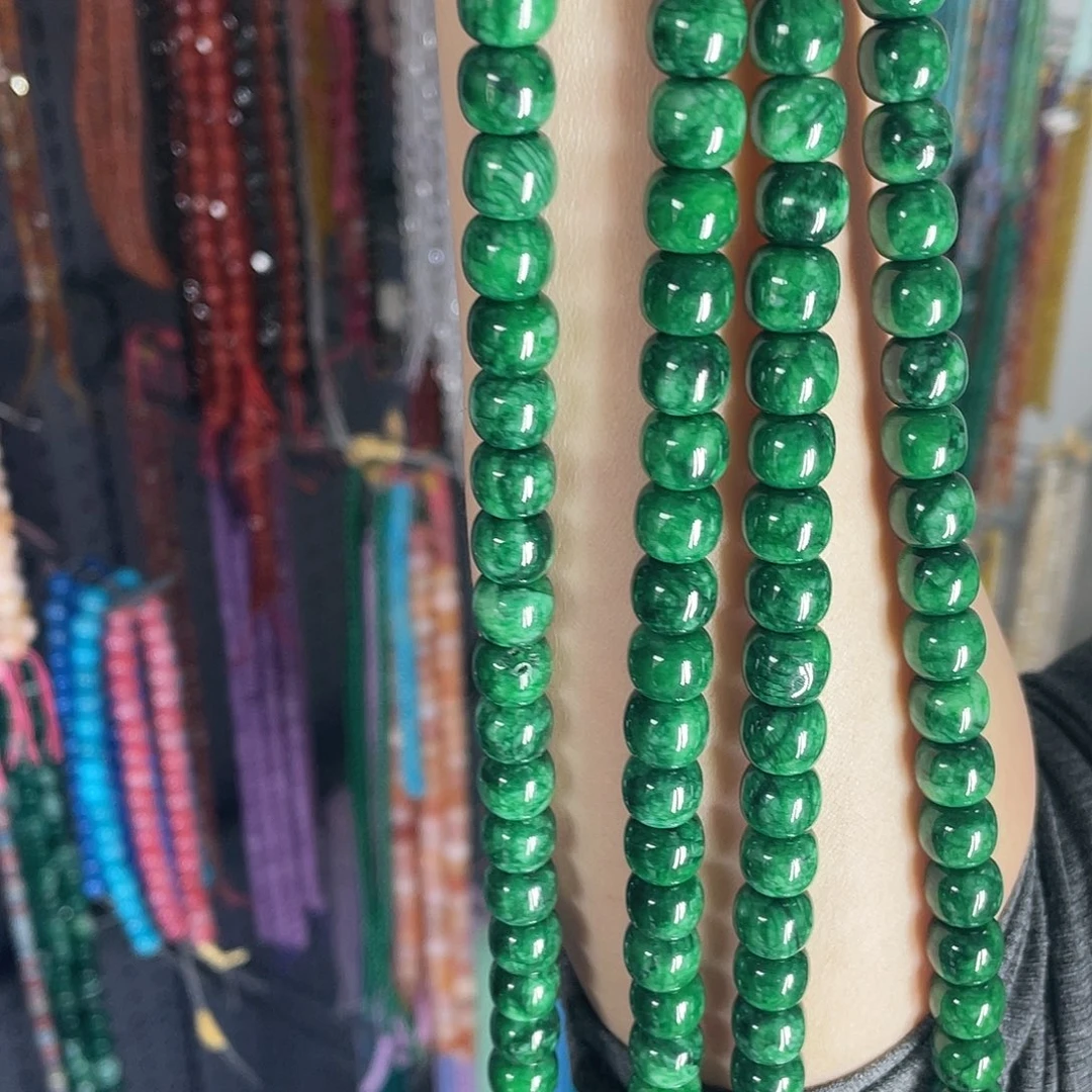 玛瑙/玉髓珠宝半成品未镶嵌绿干青老型10mm三单飞