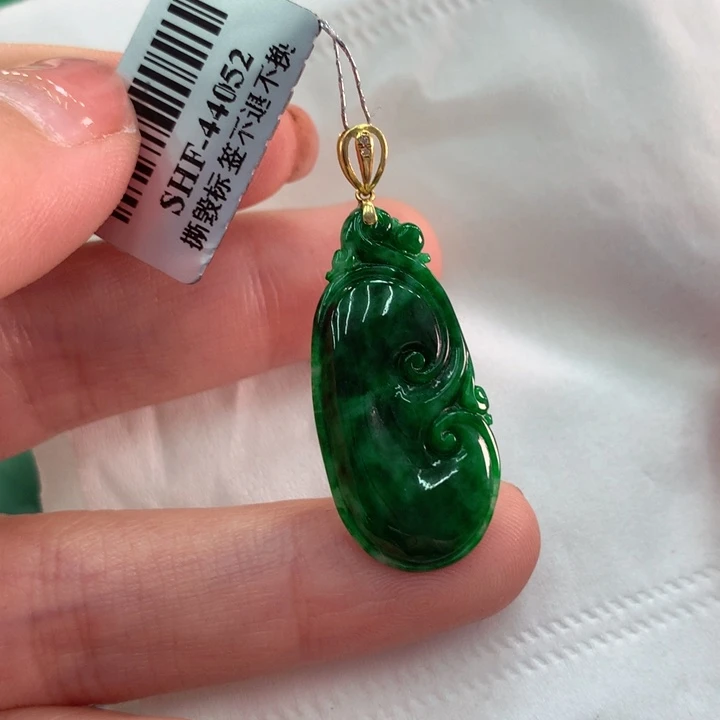 翡翠吊坠(不含链)18K金镶嵌
