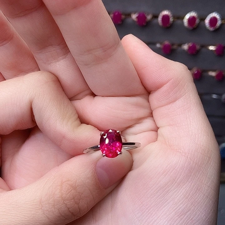 红宝石银S925镶嵌戒指