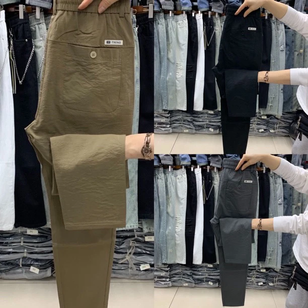 春夏新款纯色透气舒适百搭小直板时尚休闲裤【5519】