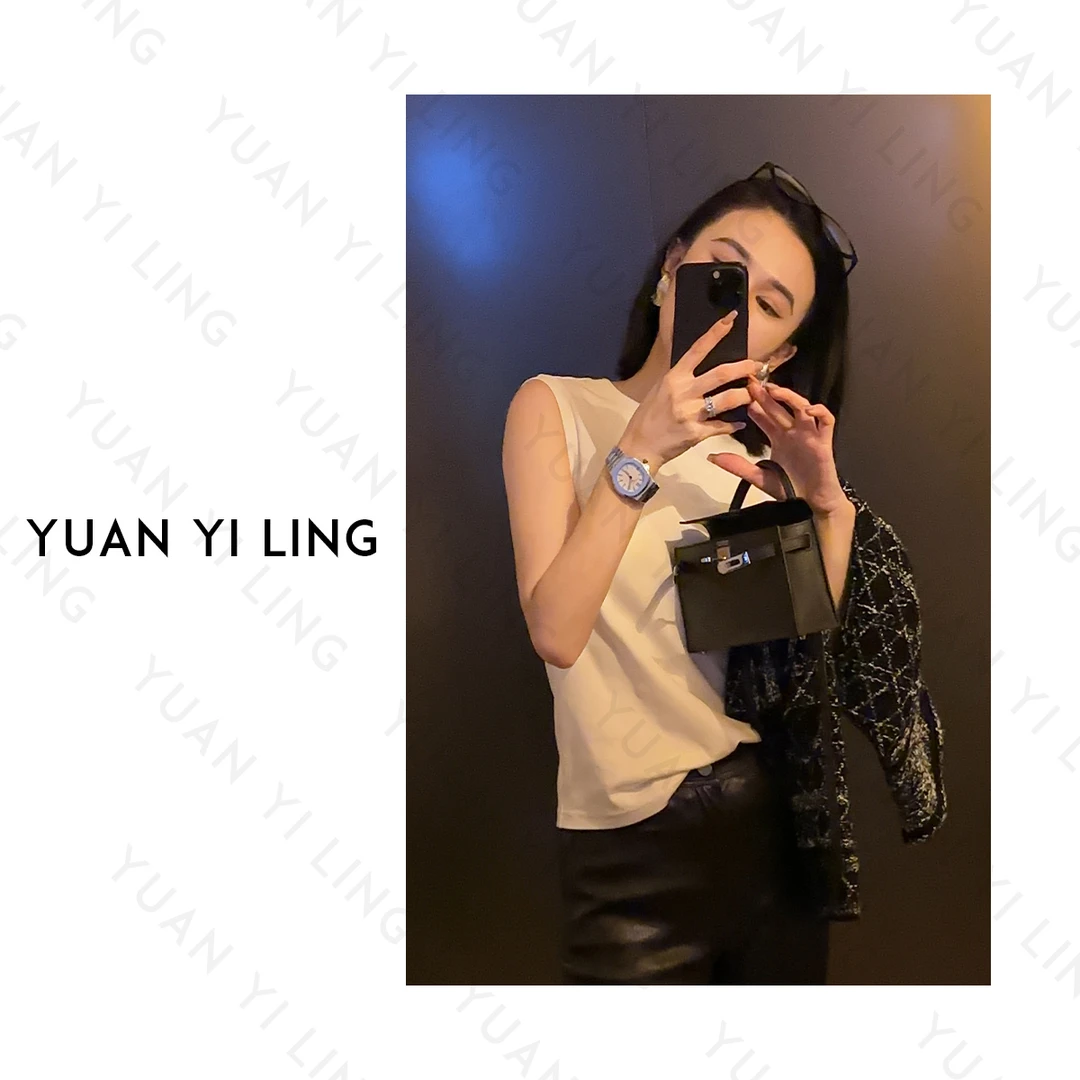 袁艺灵【百搭无袖t】24四季款32支100%精梳棉多色圆领无袖T恤