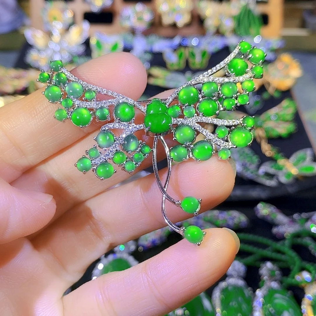 吊坠(不含链)银S925镶嵌翡翠墨**然