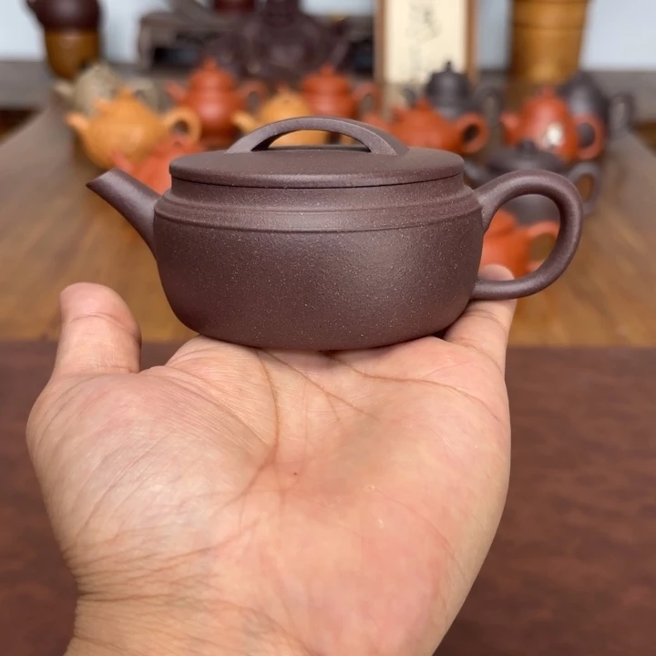 茶壶紫砂汉瓦130毫升千禧紫泥