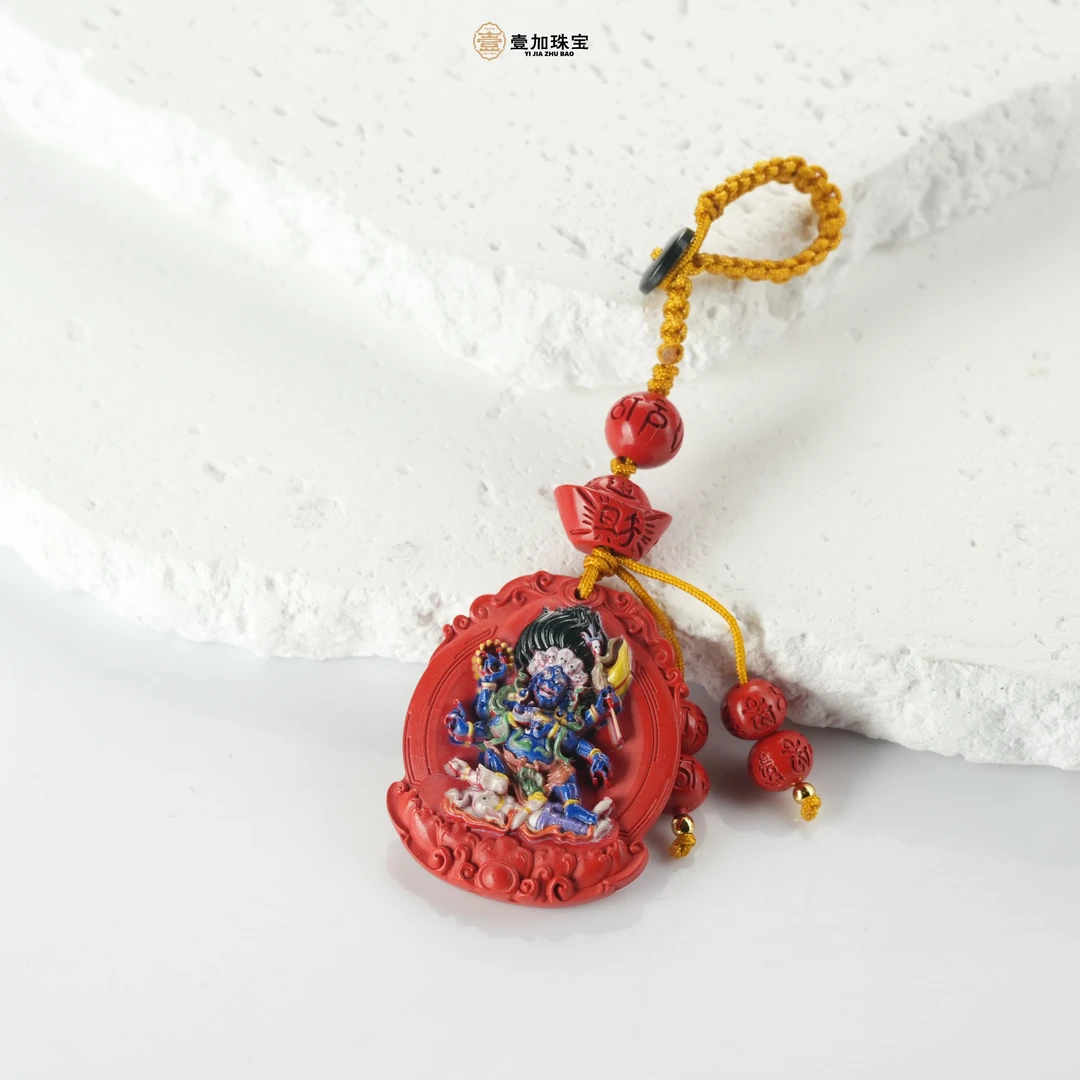 含辰砂工艺品手工设计大黑天朱砂挂件多样性发货发一