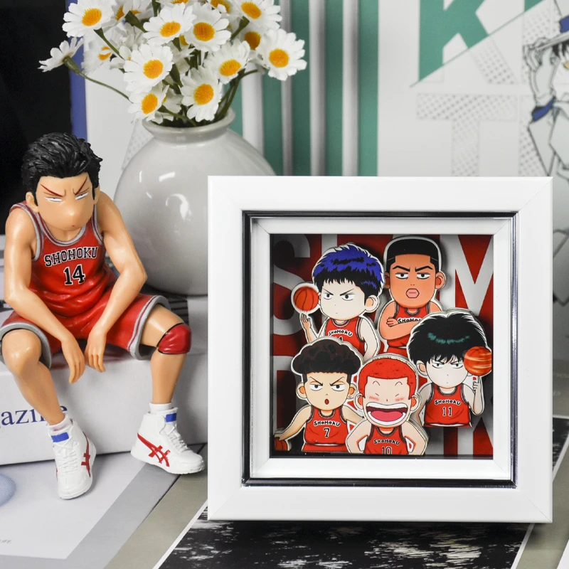 灌篮高手桌面摆台画樱木花道流川枫装饰画书桌玄关卡通立体画摆件
