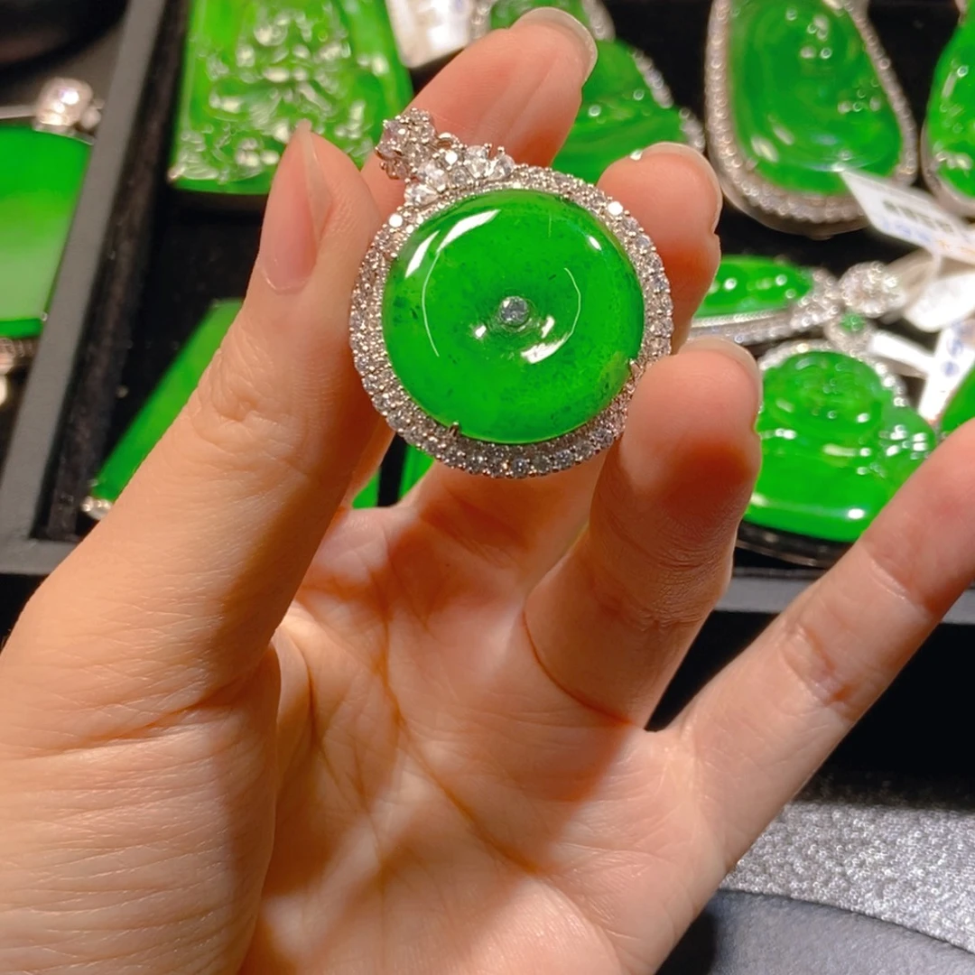 翡翠银S925镶嵌吊坠(不含链)