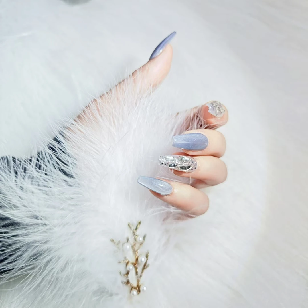 现货纯手工穿戴甲美甲贴穿戴光辽甲冰透流行HZ25012201