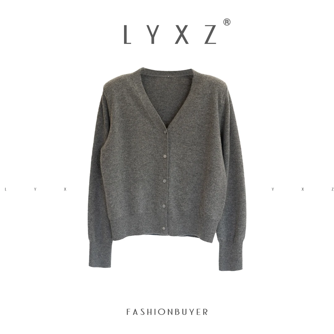 LYXZ x 【XXXX】秋季新款V领针织开衫时尚垫肩百搭风长袖81186