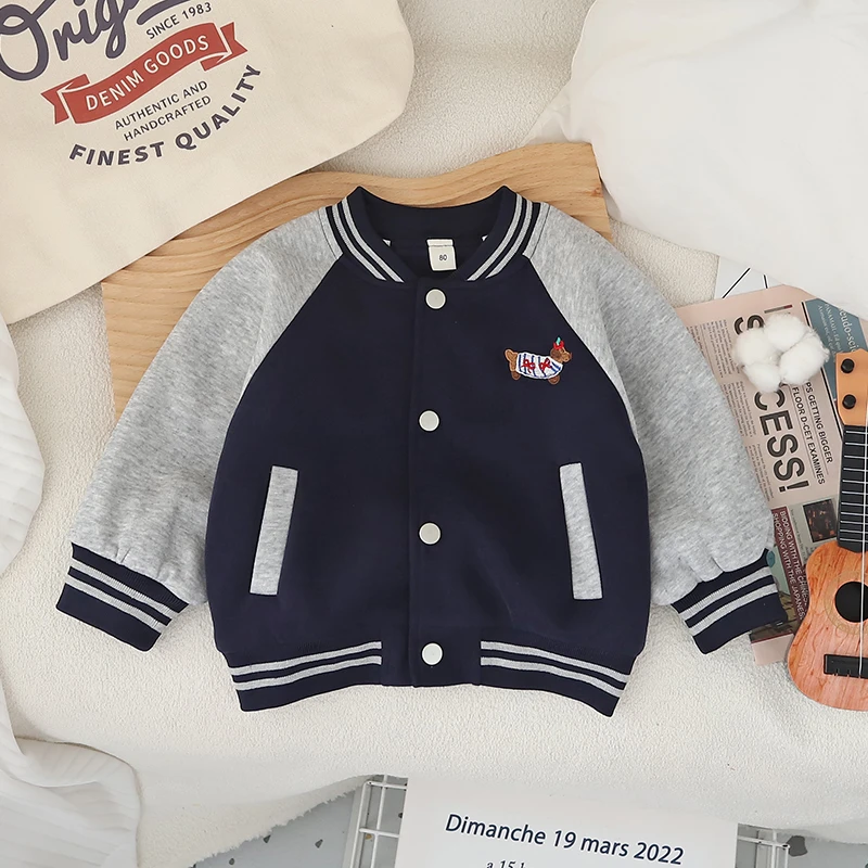 男童春秋款秋装棒球服外套洋气儿童拼接开衫潮酷帅气小童夹克上衣